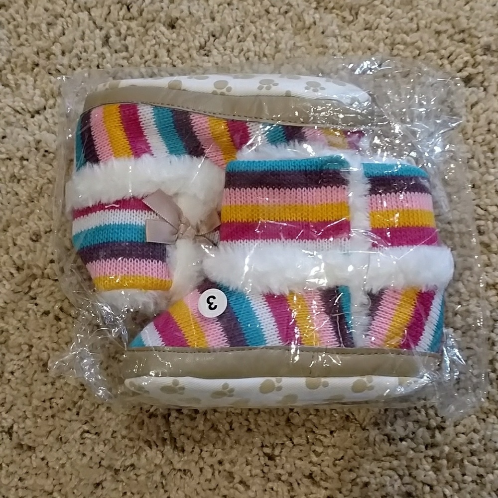 Rainbow fur booties